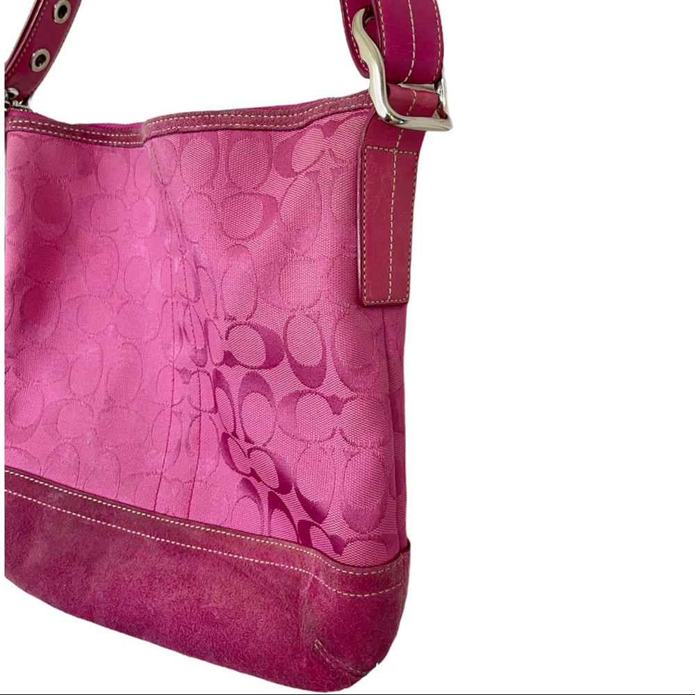 COACH- Pink Logo Fabric Crossbody / Shoulder Bag - Picture 8 of 13